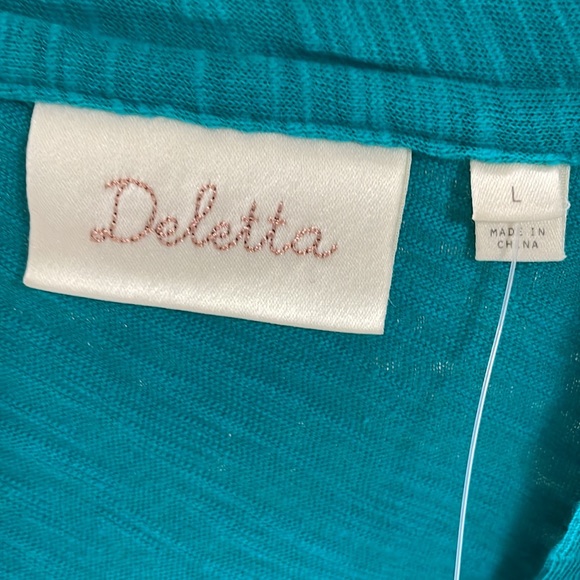 Anthropologie Deletta Teal green Top NEW w / Tags - Picture 2 of 5